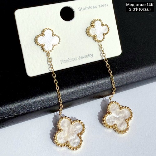 Сережки мед.сталь14К 10682 (6см.) Застібка «цвяшки»